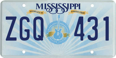 MS license plate ZGQ431