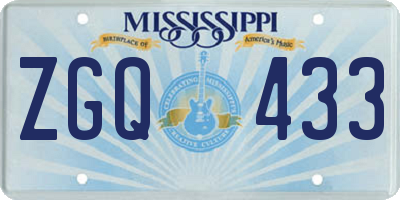 MS license plate ZGQ433