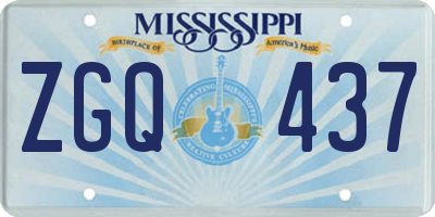 MS license plate ZGQ437