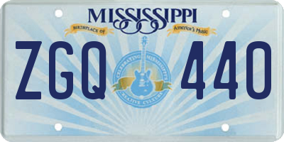 MS license plate ZGQ440