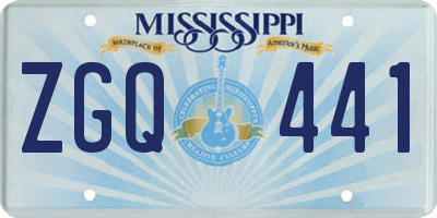 MS license plate ZGQ441