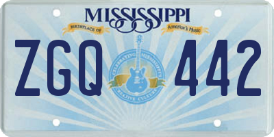 MS license plate ZGQ442
