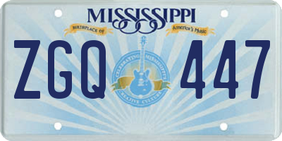 MS license plate ZGQ447