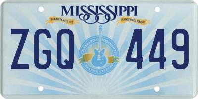 MS license plate ZGQ449