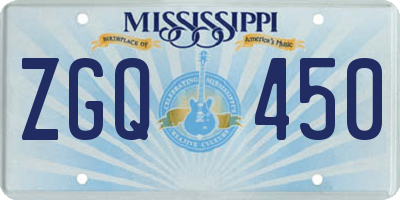 MS license plate ZGQ450