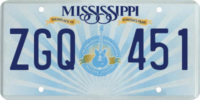 MS license plate ZGQ451