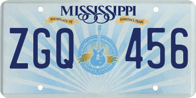MS license plate ZGQ456
