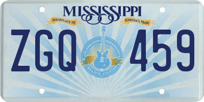 MS license plate ZGQ459