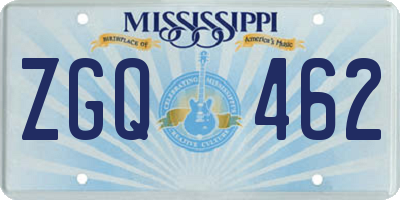 MS license plate ZGQ462