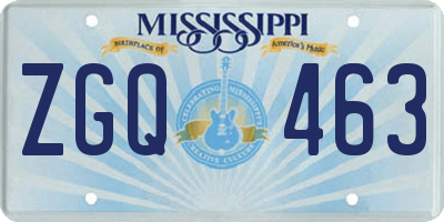 MS license plate ZGQ463