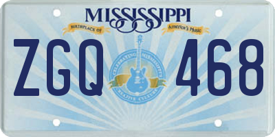MS license plate ZGQ468