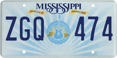 MS license plate ZGQ474