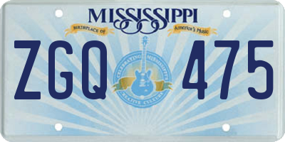 MS license plate ZGQ475