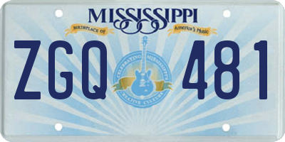 MS license plate ZGQ481