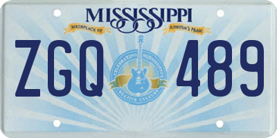 MS license plate ZGQ489