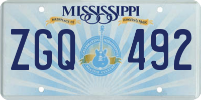 MS license plate ZGQ492