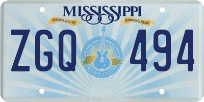 MS license plate ZGQ494