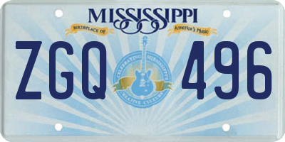 MS license plate ZGQ496