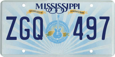 MS license plate ZGQ497