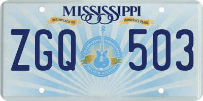 MS license plate ZGQ503