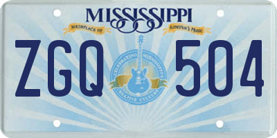 MS license plate ZGQ504