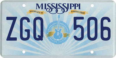 MS license plate ZGQ506