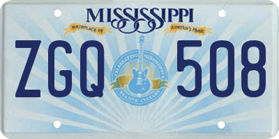 MS license plate ZGQ508