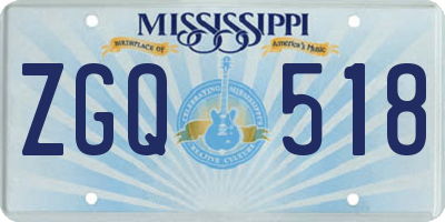 MS license plate ZGQ518