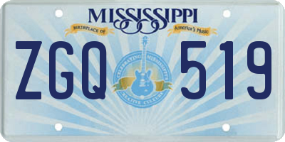 MS license plate ZGQ519