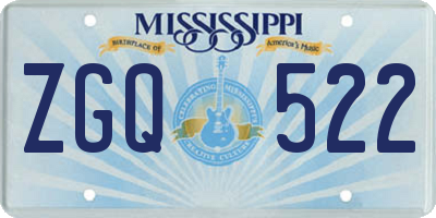 MS license plate ZGQ522