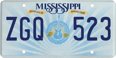 MS license plate ZGQ523