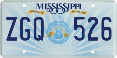 MS license plate ZGQ526