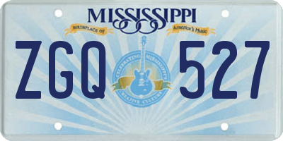MS license plate ZGQ527
