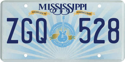 MS license plate ZGQ528