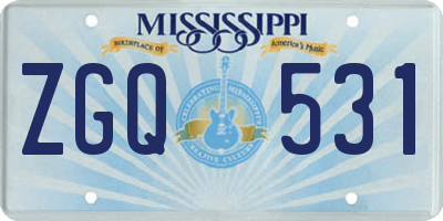 MS license plate ZGQ531