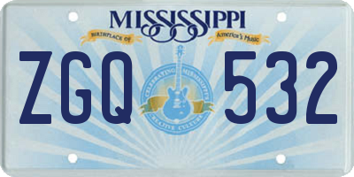 MS license plate ZGQ532