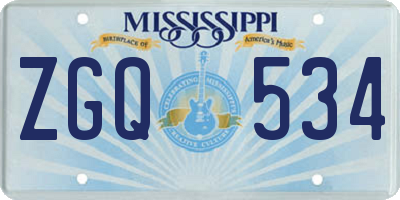 MS license plate ZGQ534