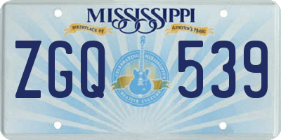 MS license plate ZGQ539