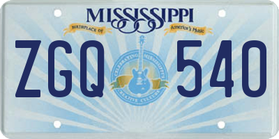 MS license plate ZGQ540