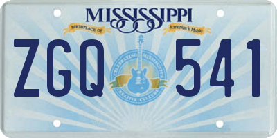 MS license plate ZGQ541