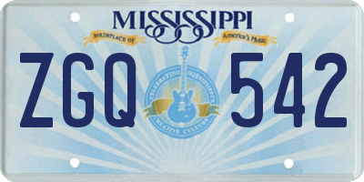 MS license plate ZGQ542