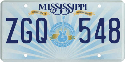 MS license plate ZGQ548