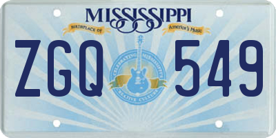 MS license plate ZGQ549