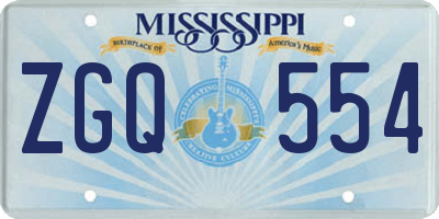 MS license plate ZGQ554