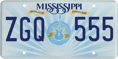 MS license plate ZGQ555