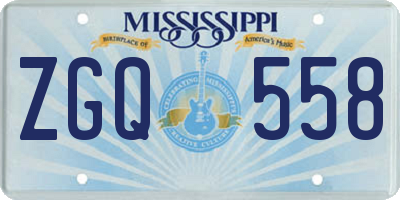 MS license plate ZGQ558