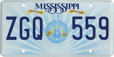 MS license plate ZGQ559