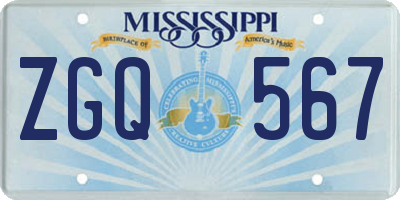 MS license plate ZGQ567
