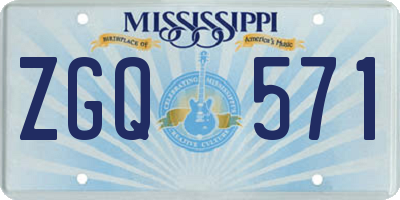MS license plate ZGQ571