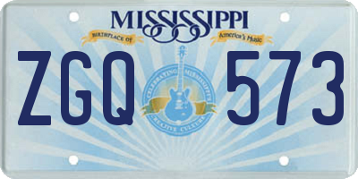 MS license plate ZGQ573